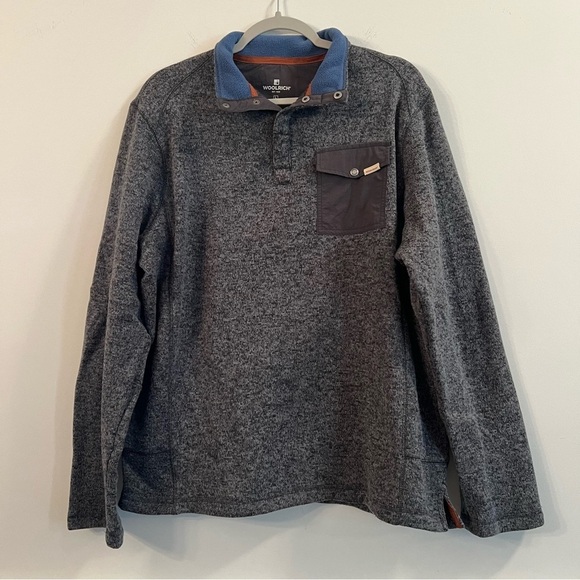 Men’s Woolrich gray snap T pullover sweater size large L - Picture 1 of 4